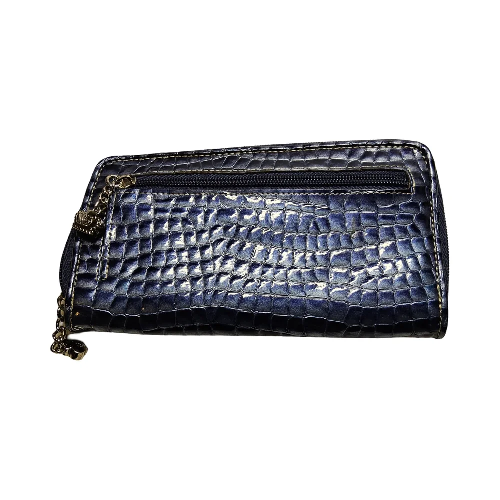 Preloved Kathy Van Zeeland Royal Blue/purple Vegan  CrocEmbossed Wallet